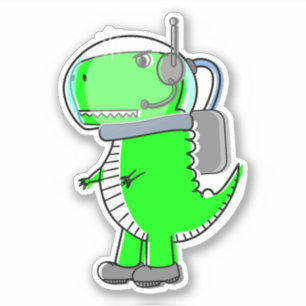 Niedlich und angry Astronaut T-Rex Dinosaur Aufkleber