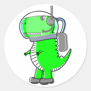 Niedlich und angry Astronaut T-Rex Dinosaur Runder Aufkleber