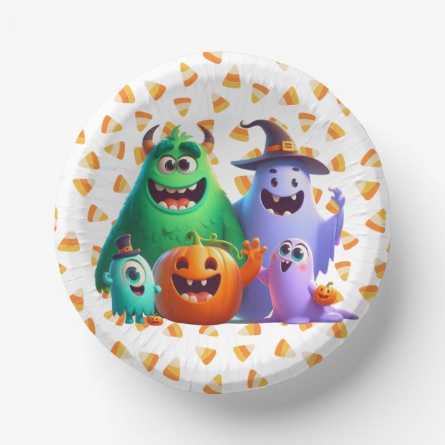 Niedlich und Cool, Halloween-Monster Pappteller (Vorderseite)
