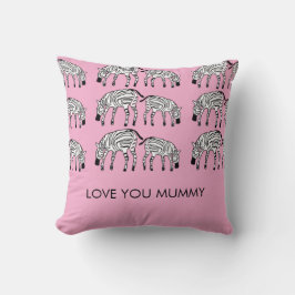 Niedlich und Cool Happy Kenyan Zebras Mummy Pink Kissen