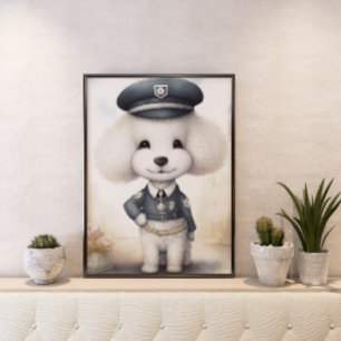 Niedlich und Eigenartig: Pudel-Polizist-Plakat Poster
