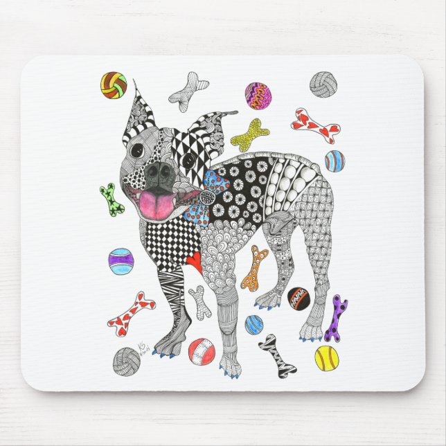 Niedlich und farbenfroh Boston Terrier Mousepad (Vorne)