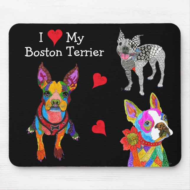 Niedlich und farbenfroh Boston Terrier Mousepad (Vorne)