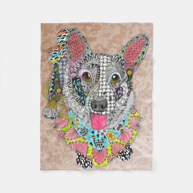 Niedlich und farbenfroh Corgi Fleece Blanket (Vorderseite)