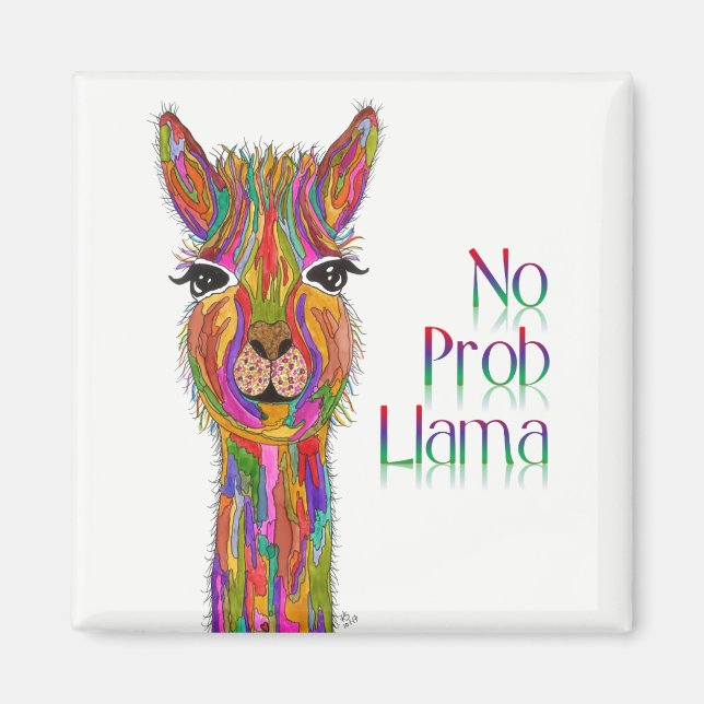 Niedlich und farbenfroh No Prob Llama Llama Magnet (Vorne)