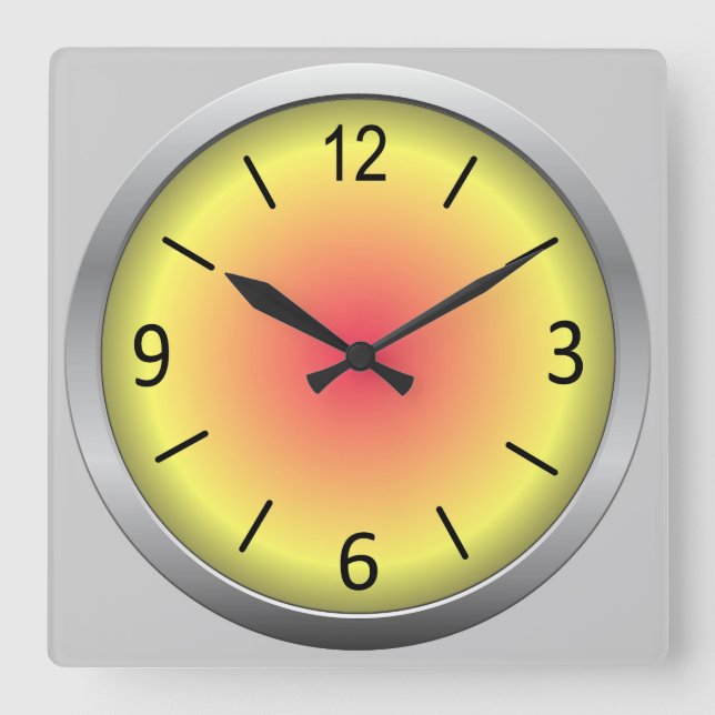 Niedlich und farbenfroh schattiert quadratische wanduhr (Vorderseite)