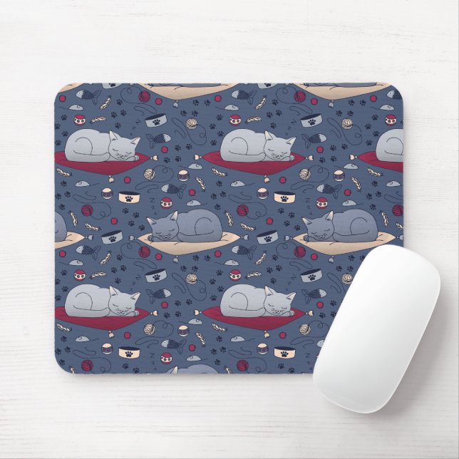 Niedlich und gemütlich Schlaflosigkeit Katze Träum Mousepad (Mit Mouse)