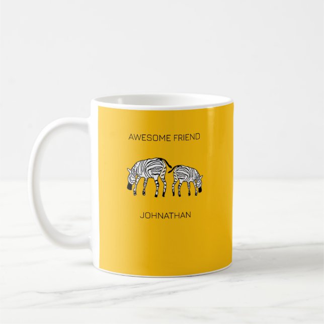 Niedlich und glücklich Kenyan Zebras Yellow Kaffeetasse (Links)