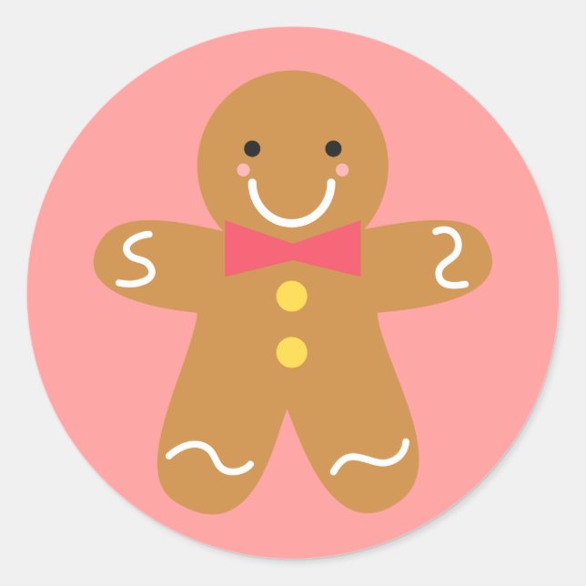 Niedlich und Happy Gingerbread Mann zu Weihnachten Runder Aufkleber (Vorderseite)