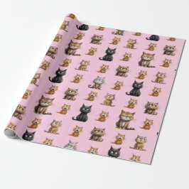 Niedlich und lustig Mad Angry Black, Orange Cat Pi Geschenkpapier