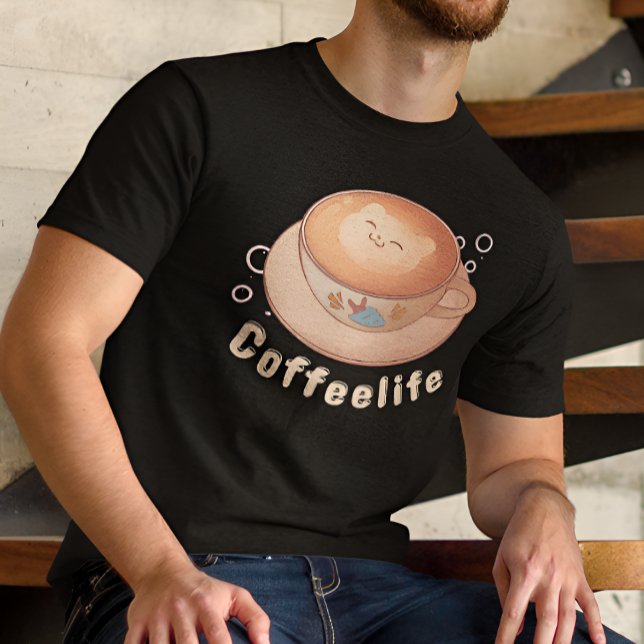 Niedlich und modern Kaffee-Liebhaber T-Shirt (Black tshirt)