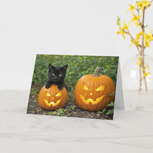 Niedlich und Spaß Black Cat Kitten Halloween Pumpk Karte