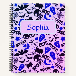 Niedlich und Spaß Lila, Blau und Schwarz Halloween Notizbuch