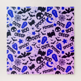 Niedlich und Spaß Lila, Blau und Schwarz Halloween Puzzle