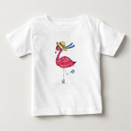Niedlich und Whimsical Pink Flamingo auf Skaten Baby T-shirt