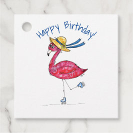 Niedlich und Whimsical Pink Flamingo auf Skaten Geschenkanhänger