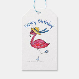 Niedlich und Whimsical Pink Flamingo auf Skaten Geschenkanhänger