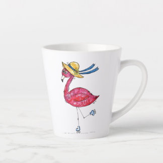 Niedlich und Whimsical Pink Flamingo auf Skaten Milchtasse