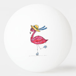 Niedlich und Whimsical Pink Flamingo auf Skaten Tischtennisball