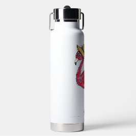 Niedlich und Whimsical Pink Flamingo auf Skaten Trinkflasche