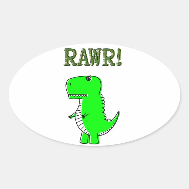 Niedlich und wütend T-Rex RAWR Ovaler Aufkleber (Vorderseite)