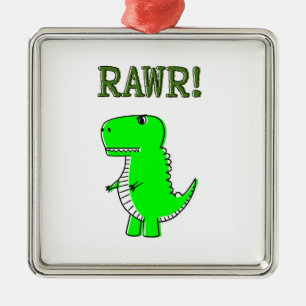 Niedlich und wütend T-Rex RAWR Silbernes Ornament