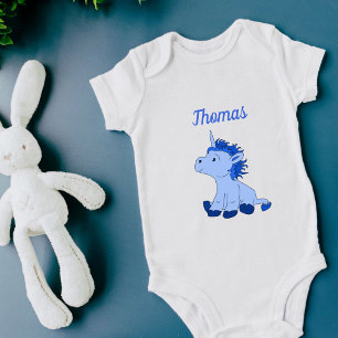 Niedlich Unicorn Blue Baby Boy Name Baby Strampler