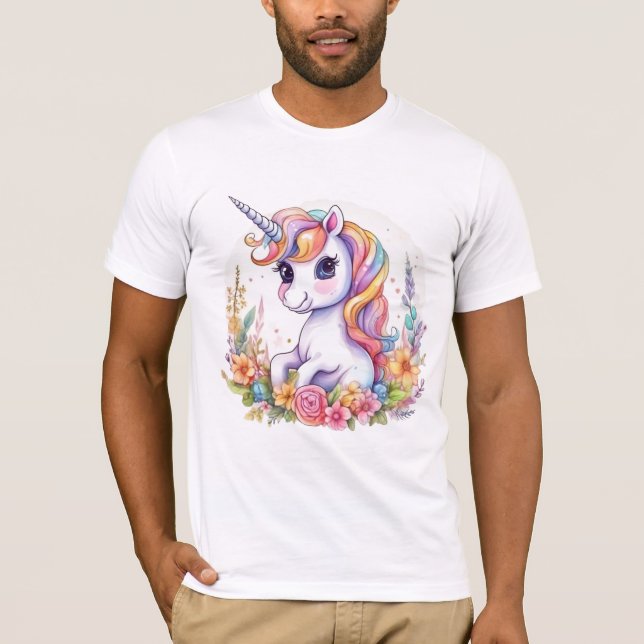 Niedlich Unicorn Cool Rainbow-positiv T-Shirt (Vorderseite)