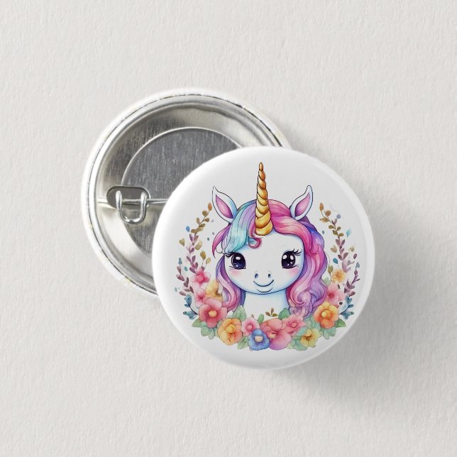 Niedlich Unicorn Cool Unicorn positiv Button (Vorne & Hinten)