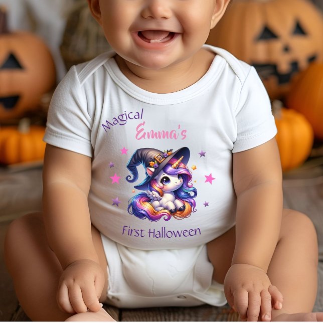 Niedlich Unicorn Girl erstes Halloween mit Name Baby Strampler (Von Creator hochgeladen)