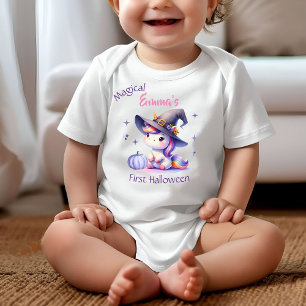 Niedlich Unicorn Girls erstes Halloween mit Namen Baby Strampler