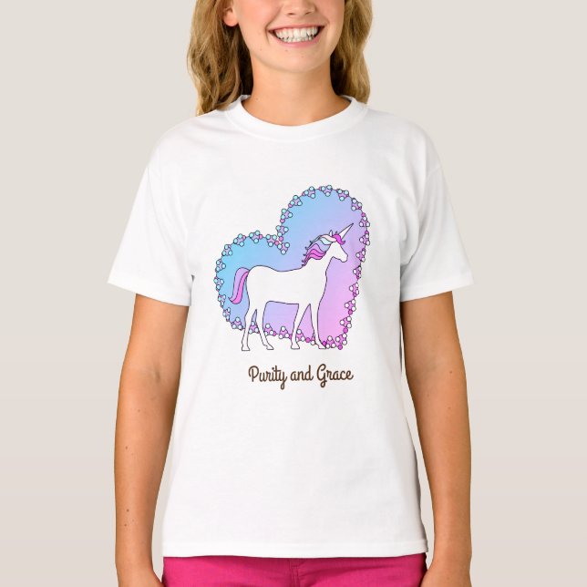 Niedlich Unicorn Girls Tshirt Graceful Daughters (Vorderseite)