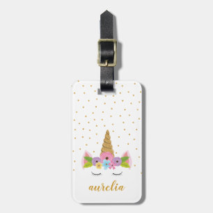 Niedlich Unicorn Gold Glitzer Girly Individuelle N Gepäckanhänger
