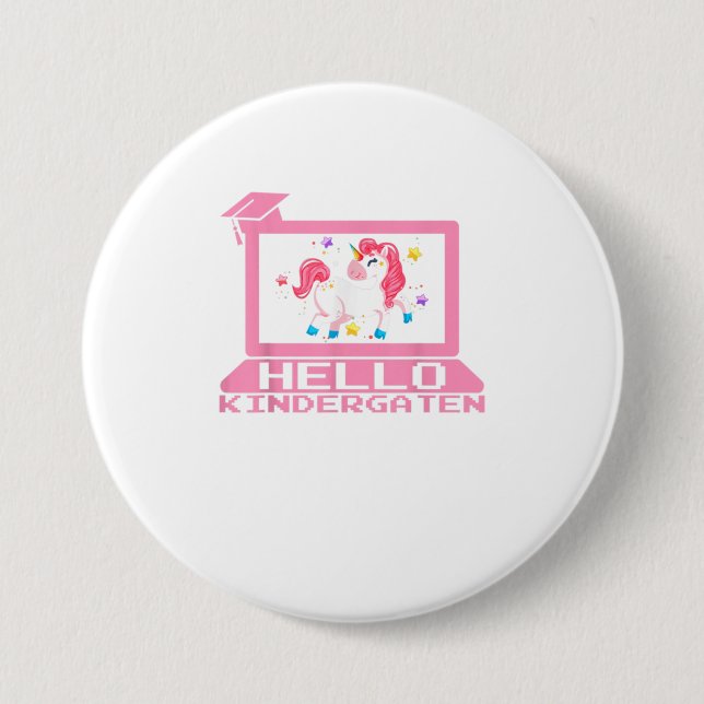 Niedlich Unicorn Hello Virtual Kindergarten Teac Button (Vorderseite)