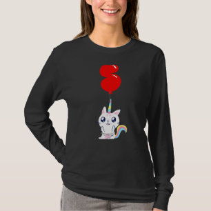 Niedlich Unicorn Kat 5. Geburtstag Kinder Ballon P T-Shirt
