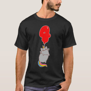Niedlich Unicorn Katze 4. Geburtstag Kinder Ballon T-Shirt