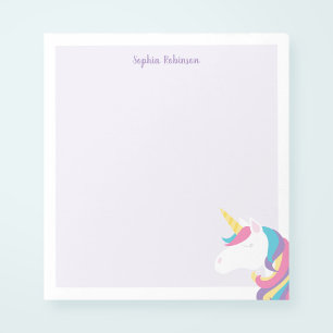 Niedlich Unicorn Kinder Lila Personalisiert Notizblock