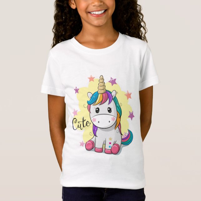 Niedlich Unicorn Kinderhemd T-Shirt (Vorderseite)