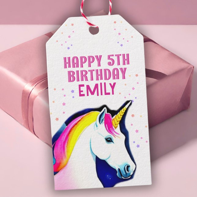 Niedlich Unicorn Magical Star Girl Happy Birthday Geschenkanhänger (Von Creator hochgeladen)