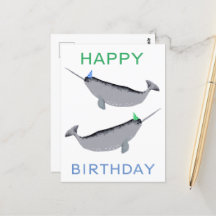 Niedlich Unicorn Narwhal Whale Whaley Happy Birthd
