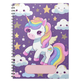 Niedlich Unicorn-Notebook - bearbeitbarer Name Notizblock