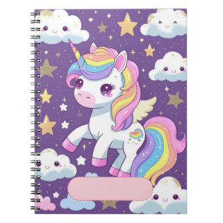 Niedlich Unicorn-Notebook - bearbeitbarer Name Notizblock