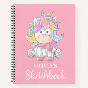 Niedlich Unicorn Personalisiert Kids Sketchbook No Notizbuch