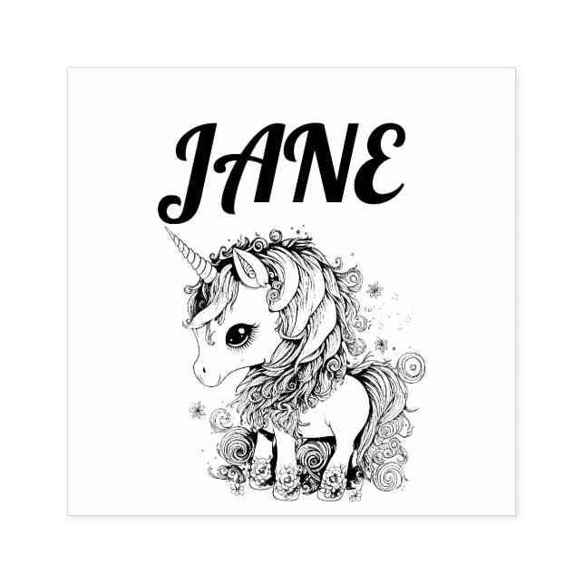 NIEDLICH UNICORN PERSONALISIERT NAME RUBBER BRIEFM GUMMISTEMPEL (Prägung)