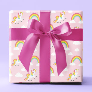 Niedlich Unicorn PInk Girly Rainbow Kids Pattern Geschenkpapier