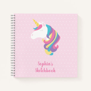 Niedlich Unicorn Polka Dot Personalisiert Sketchbo Notizbuch