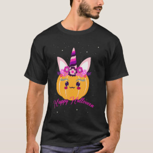 Niedlich Unicorn Pumpkin Halloween Erntedank 1 T-Shirt