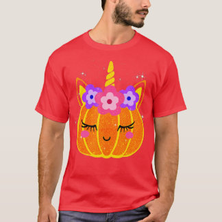 Niedlich Unicorn Pumpkin Halloween Erntedank Funny T-Shirt