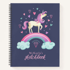 Niedlich Unicorn Rainbow Sketchbook Notizbuch