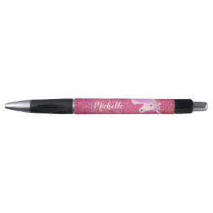 Niedlich Unicorn Rosa Gold Glitzer Girls Personali Kugelschreiber